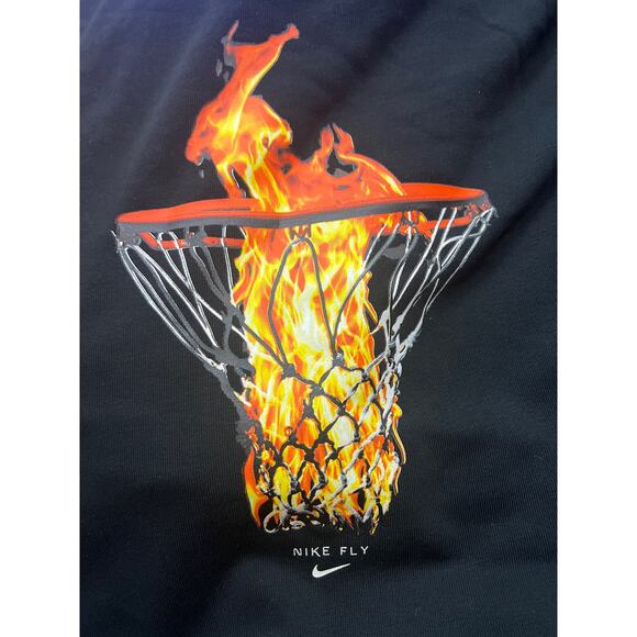 Nike Dri-Fit Womens Fly Fire Flame Basketball Hoop Design Hoodie Size 2XL Black - Picture 4 of 9